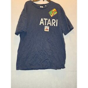 Junk Food Atari Mens T-Shirt Large Blue Pong Missile Command Retro Gaming Tee